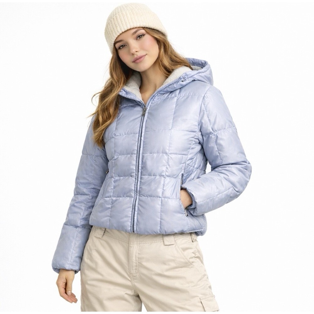 Old Navy Y2K Down Puffer Jacket Women’s Size M Blue Purple Winter Ski Outdoor